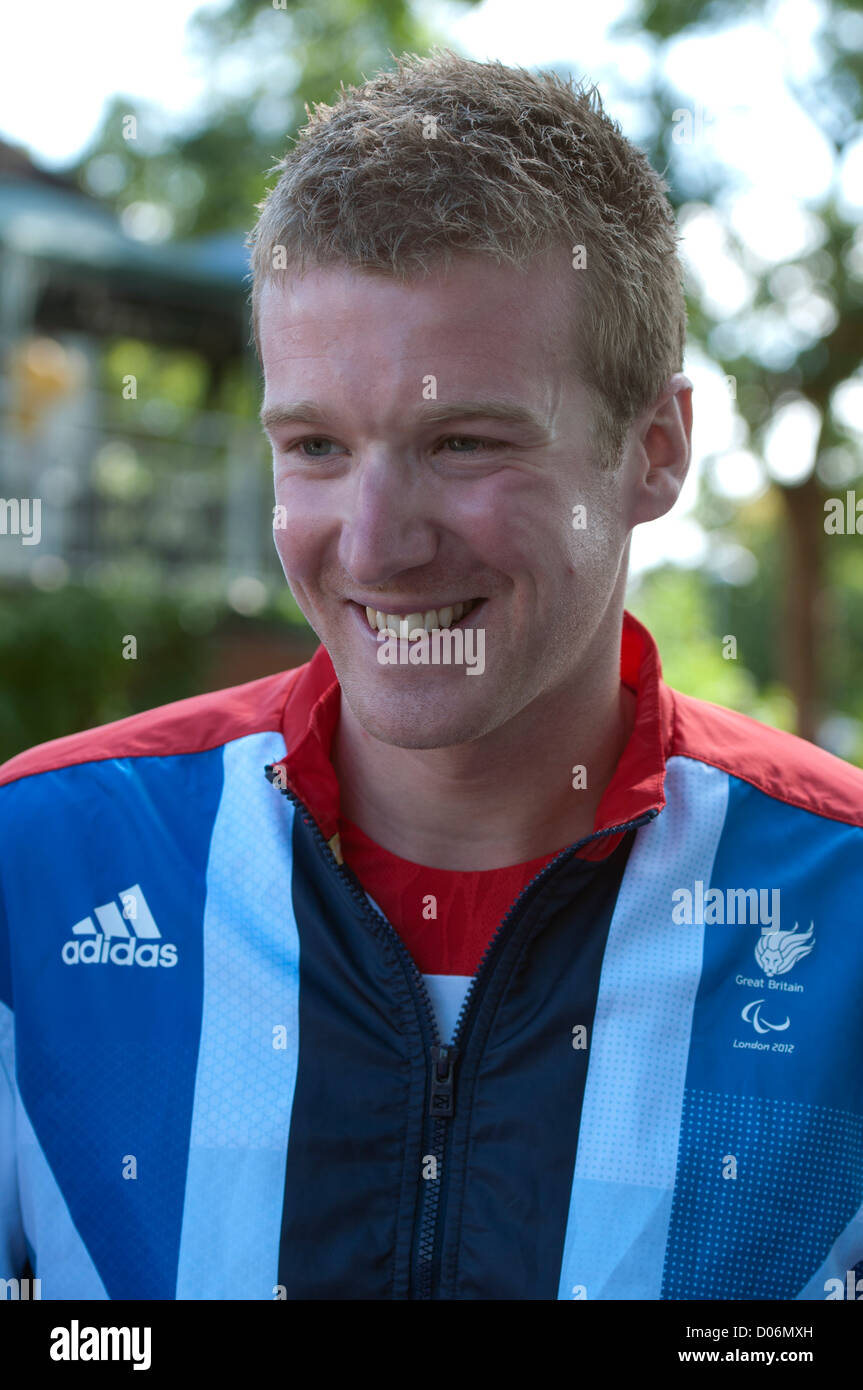 James Roe. 2102 Londra Paralimpiadi rowing gold medallist Foto Stock