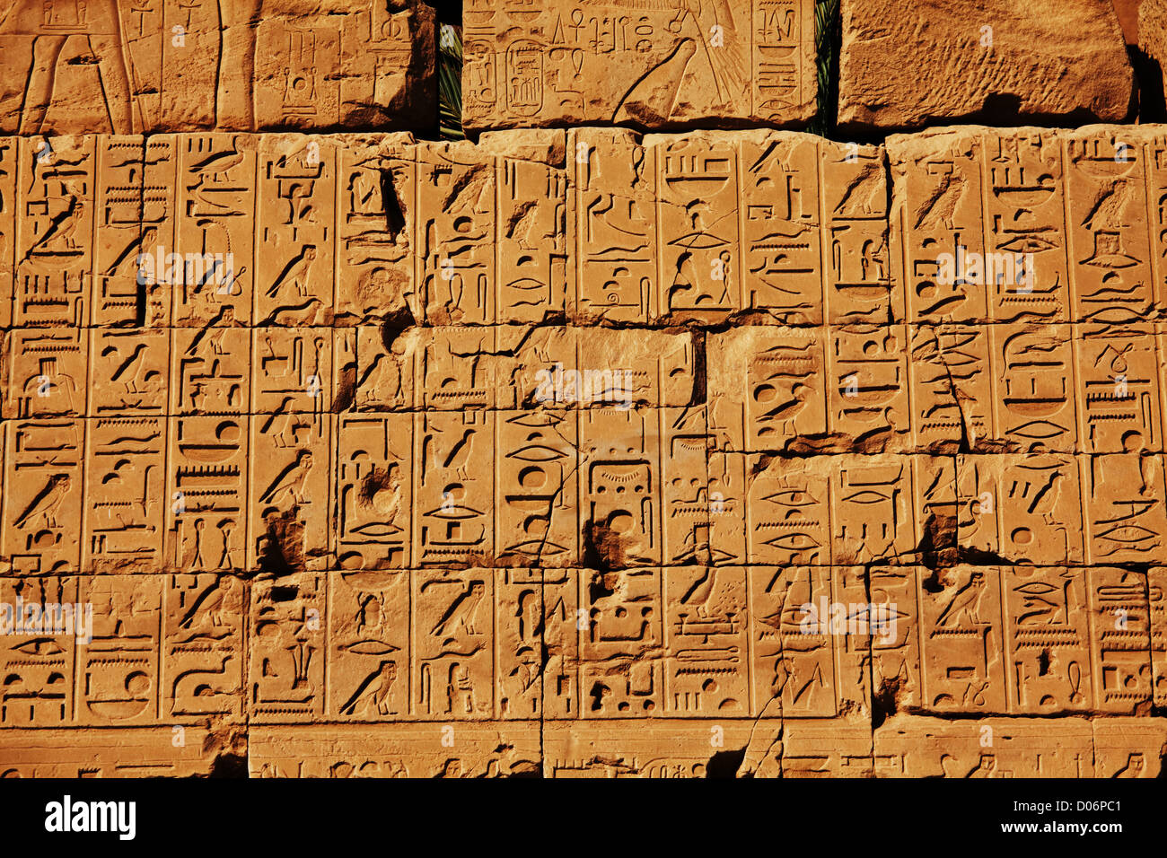 Geroglifici nel Museo Egizio Foto Stock