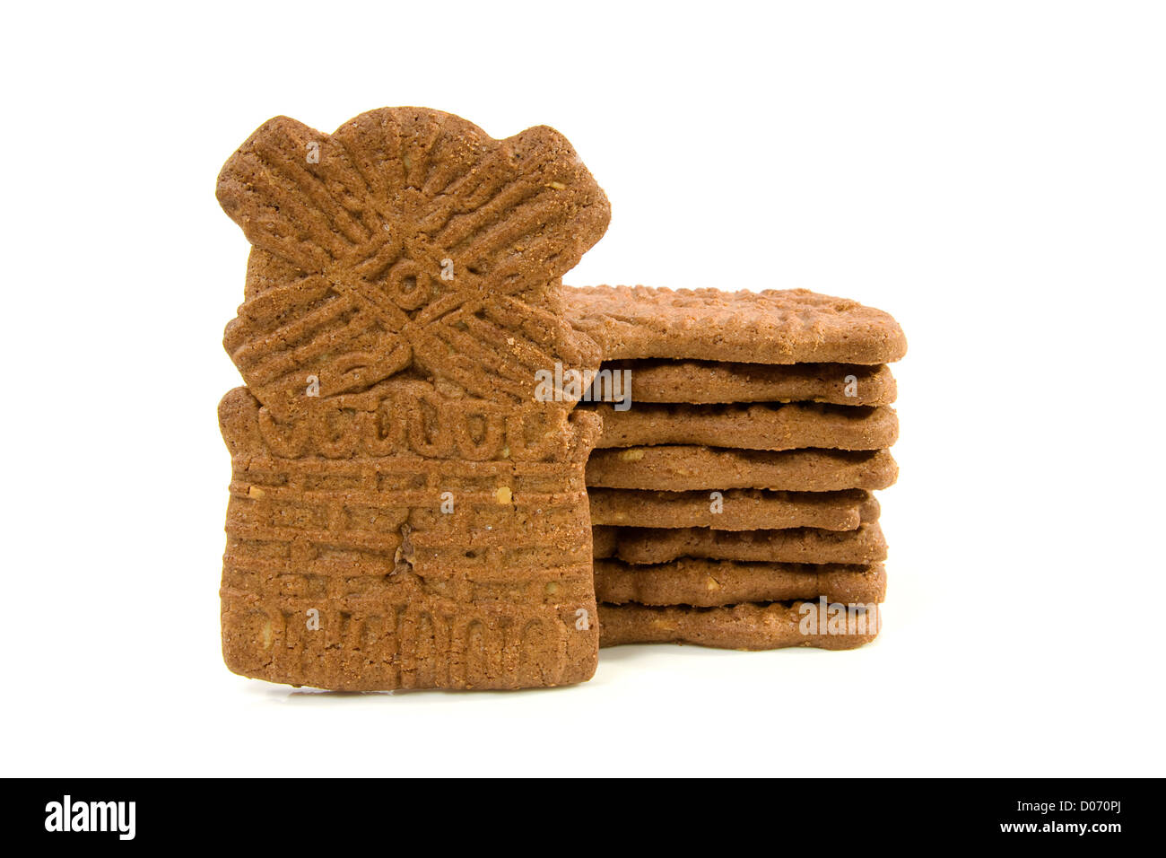 Speculaas olandese Torta di biscotti isolati su sfondo bianco Foto Stock