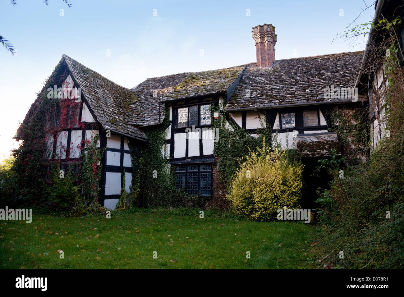 Il medievale del XIII secolo francone taick "casa", villaggio Eardisland Herefordshire England Regno Unito Foto Stock