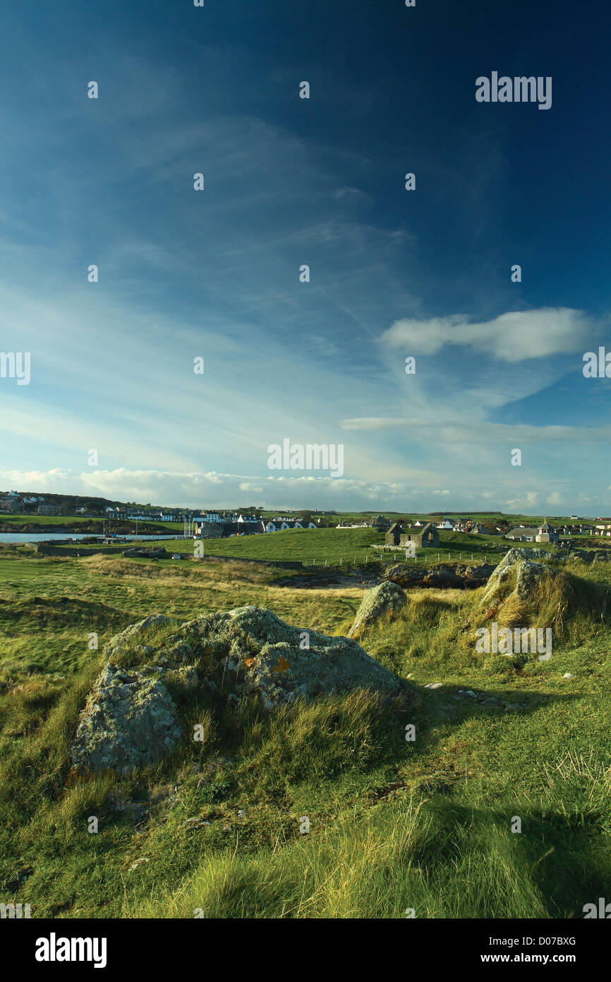 Isola di Whithorn e san Ninian's cappella al crepuscolo, Dumfries and Galloway Foto Stock