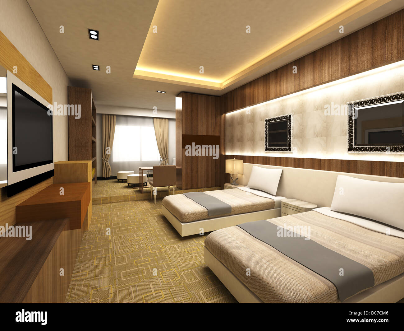 Camera da letto moderno in stile minimalista Foto Stock