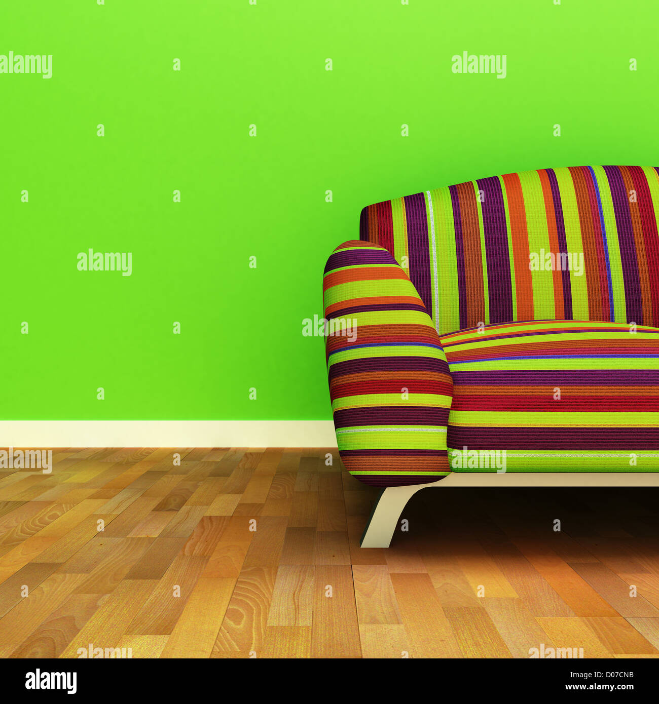 Un contemporaneo divani colorati in un interno. Foto Stock