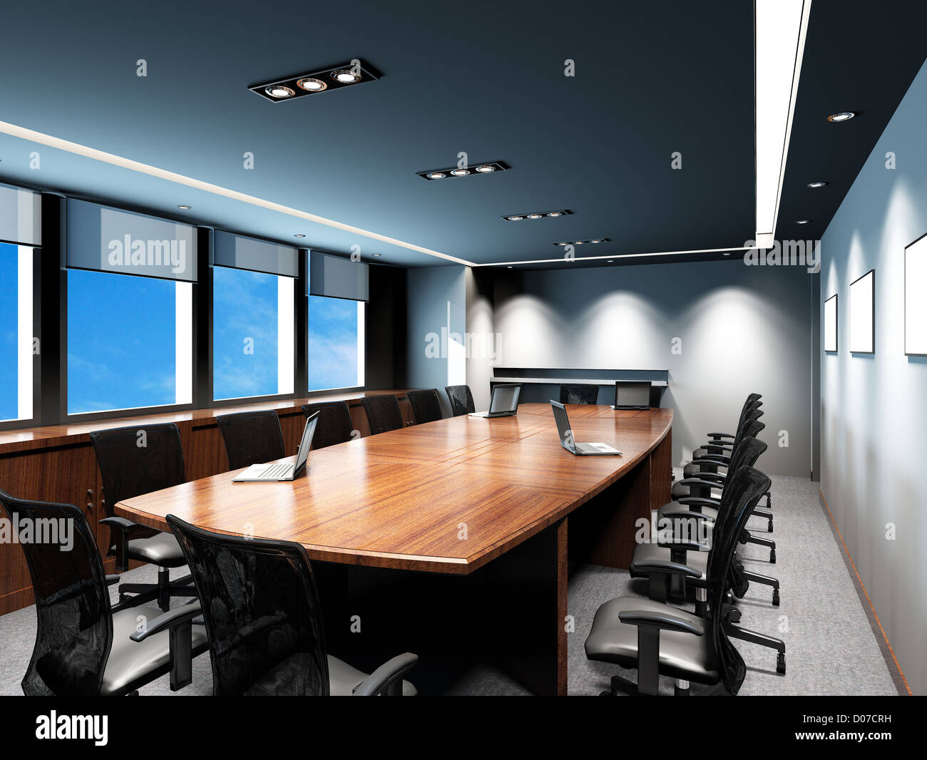 Sala riunioni in ufficio con decor moderno Foto Stock