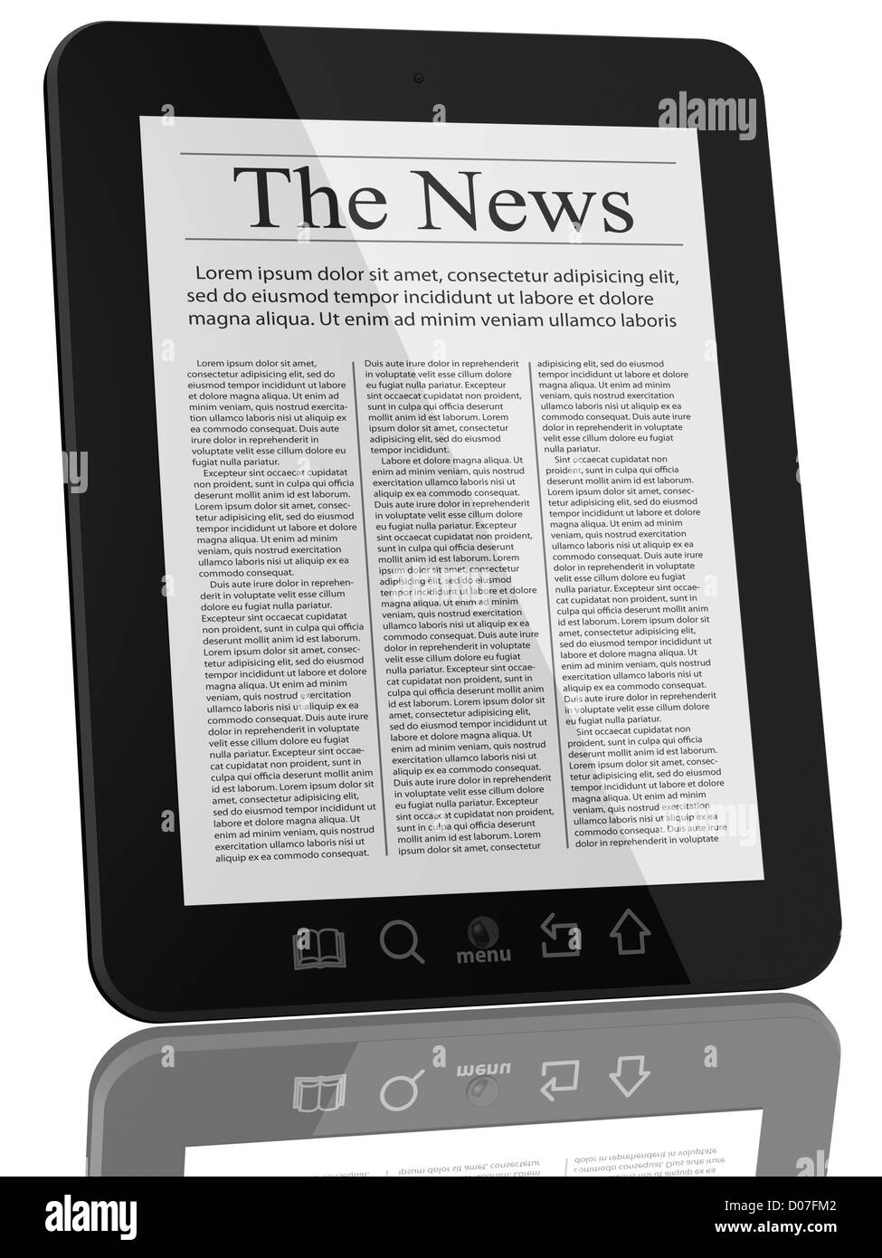 Notizie e teblet computer 3D modello isolato su bianco Foto Stock