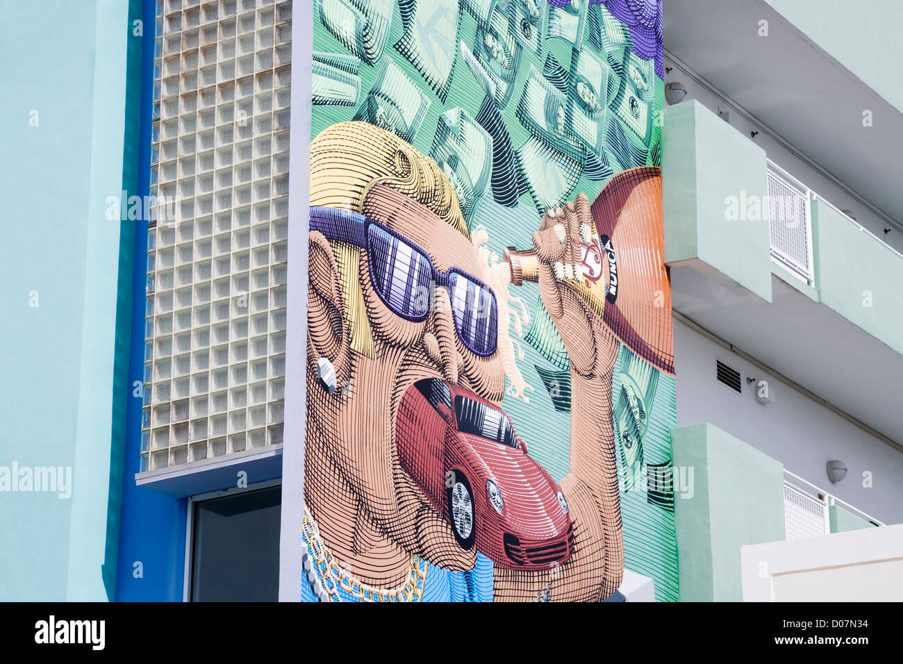Il murale sulla Collins Avenue,South Beach, Miami Beach City,Florida, Stati Uniti d'America Foto Stock