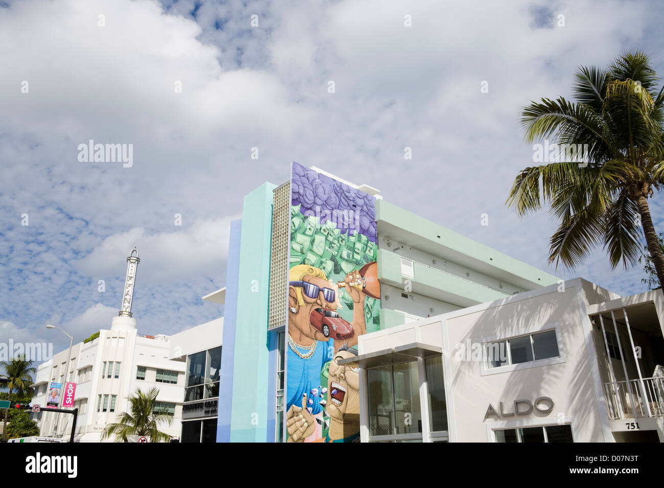 Il murale sulla Collins Avenue,South Beach, Miami Beach City,Florida, Stati Uniti d'America Foto Stock