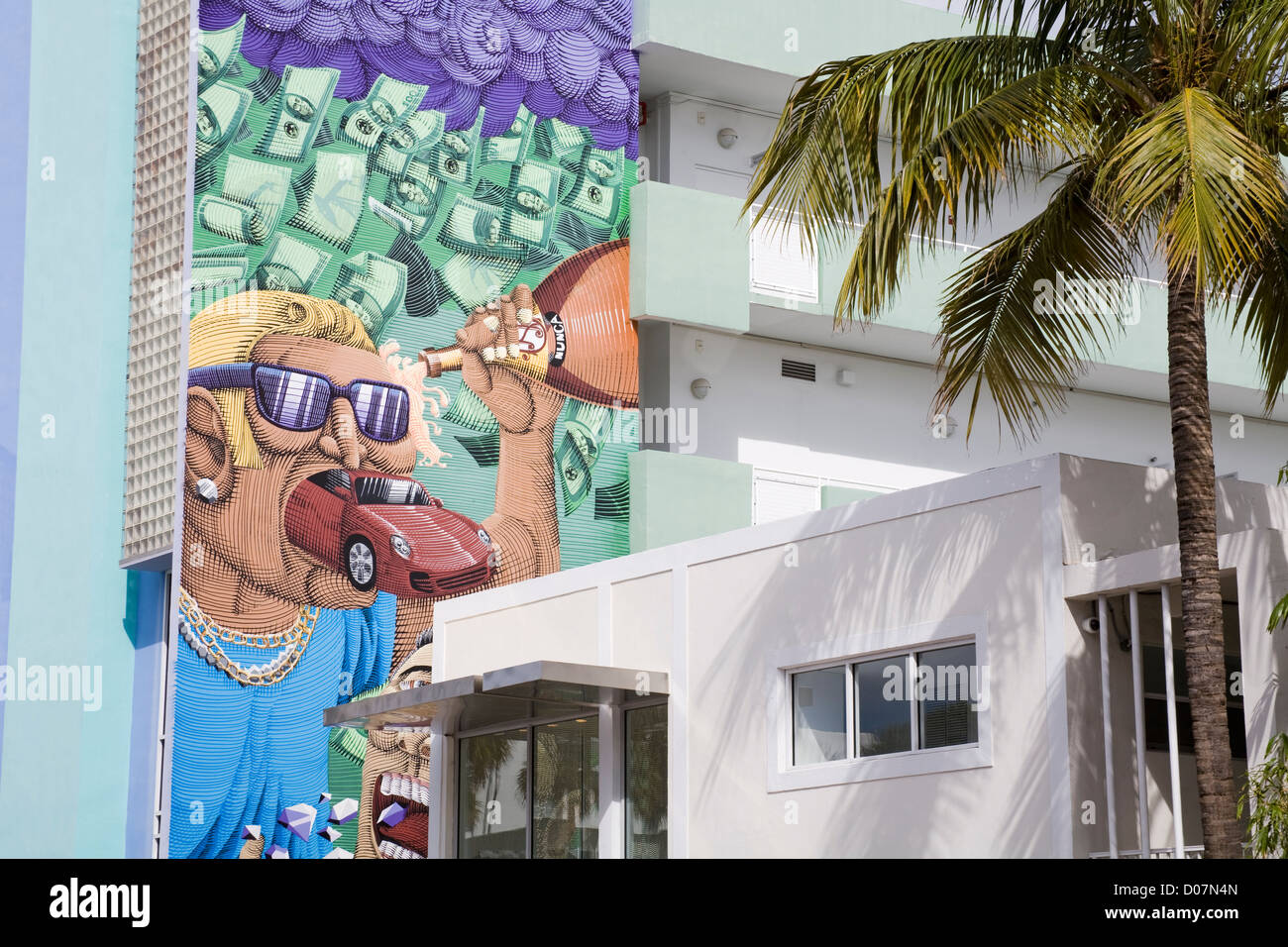 Il murale sulla Collins Avenue,South Beach, Miami Beach City,Florida, Stati Uniti d'America Foto Stock