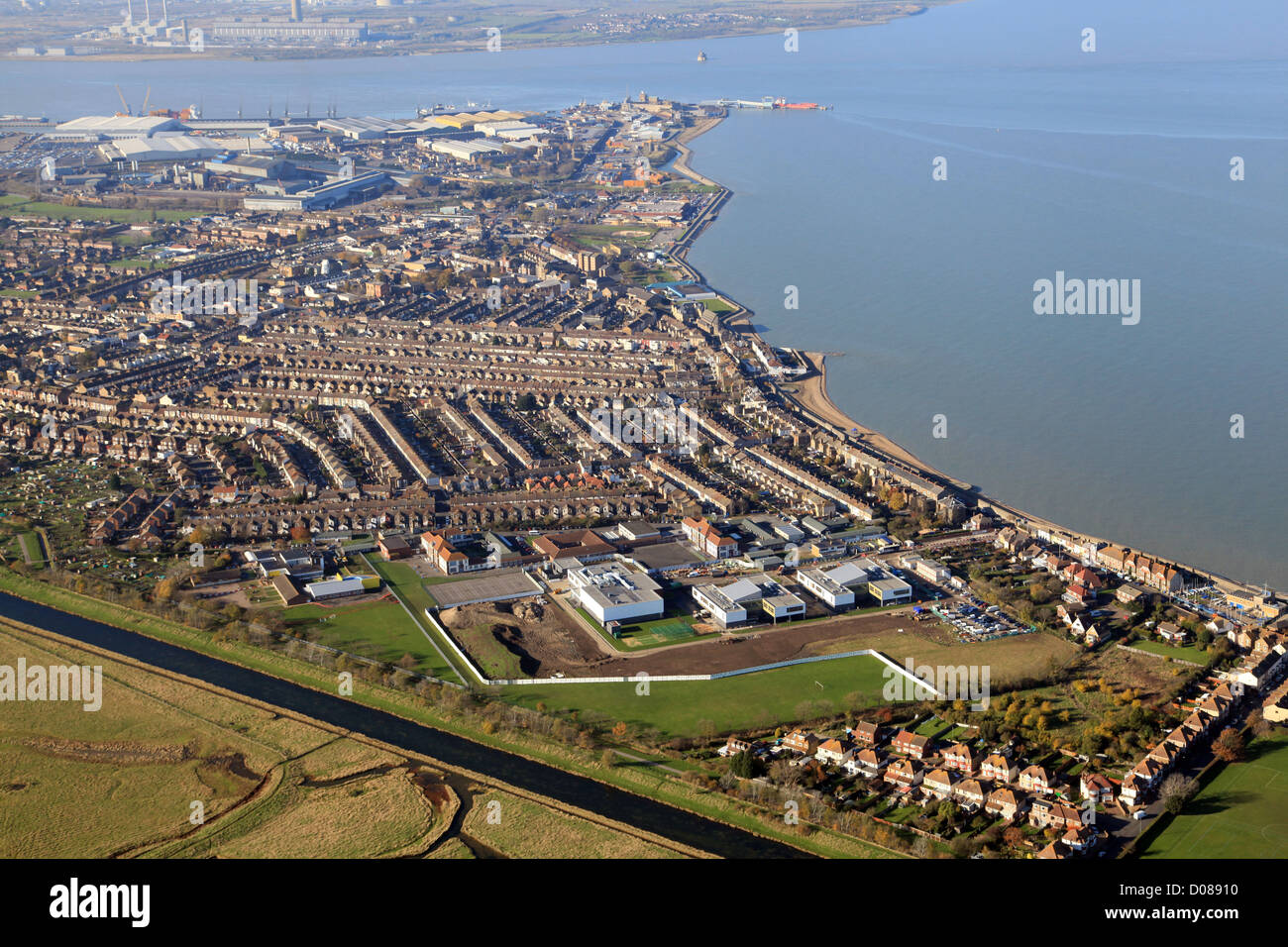 Vista aerea di Sheerness sull'Isle of Sheppey in Kent Foto Stock