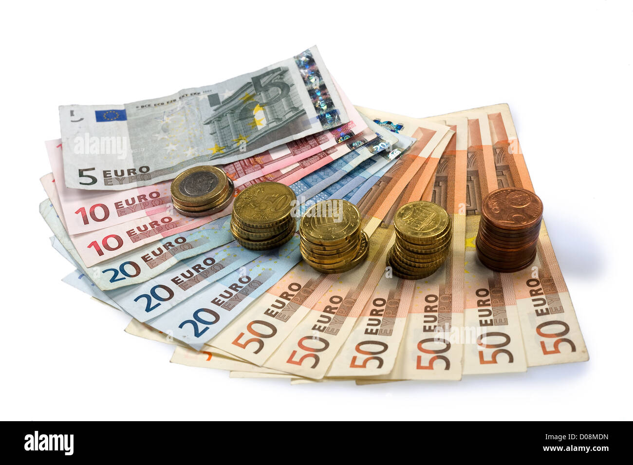 Valuta diversa di carta moneta in euro Foto Stock