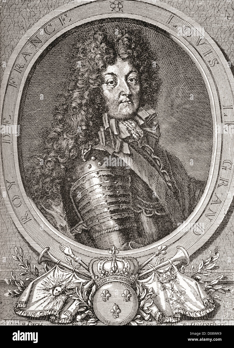 Luigi XIV, 1638 - 1715, aka Luigi il Grande o il Re Sole. Borbone monarca che governarono come Re di Francia e Navarra. Foto Stock