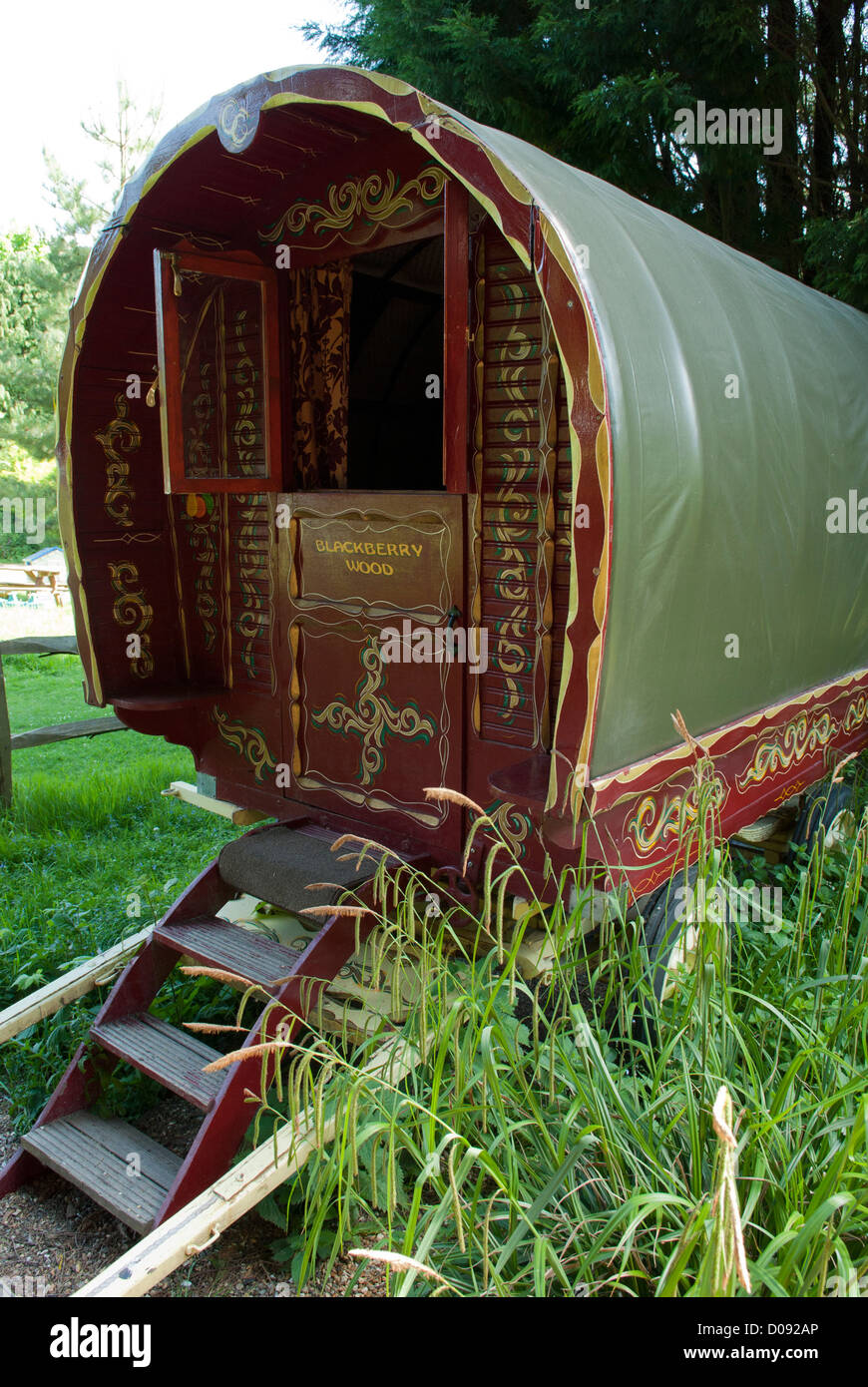 La Gypsy Caravan, Blackberry legno, East Sussex, Inghilterra. Foto Stock