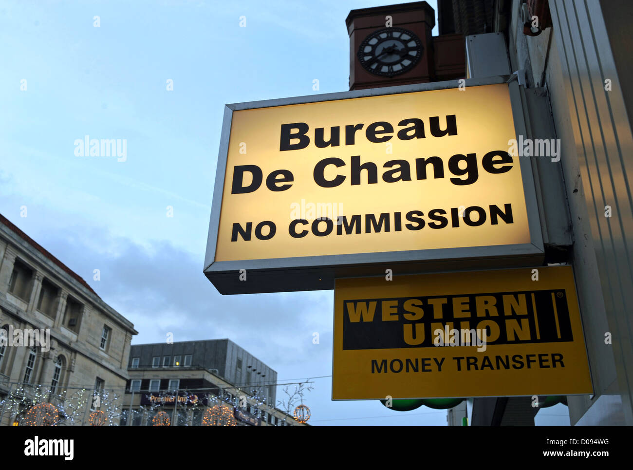 Bureau de Change e di trasferimento di denaro di Western Union shop in North Street Brighton Regno Unito Foto Stock