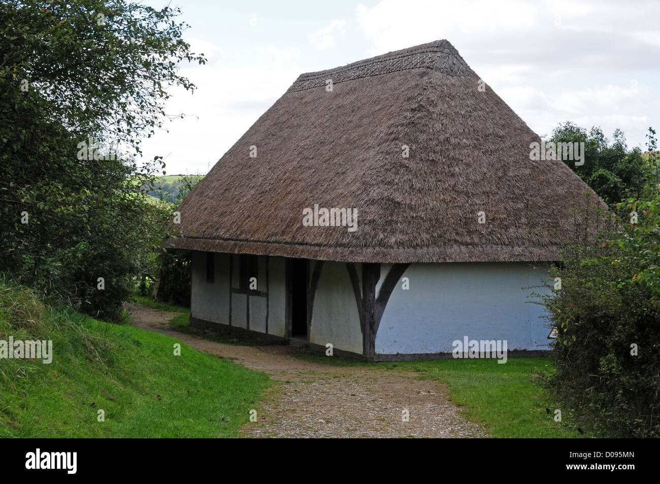 Inizio xv secolo Hall dal Boarhunt ricostruite al Weald and Downland Open Air Museum. Foto Stock