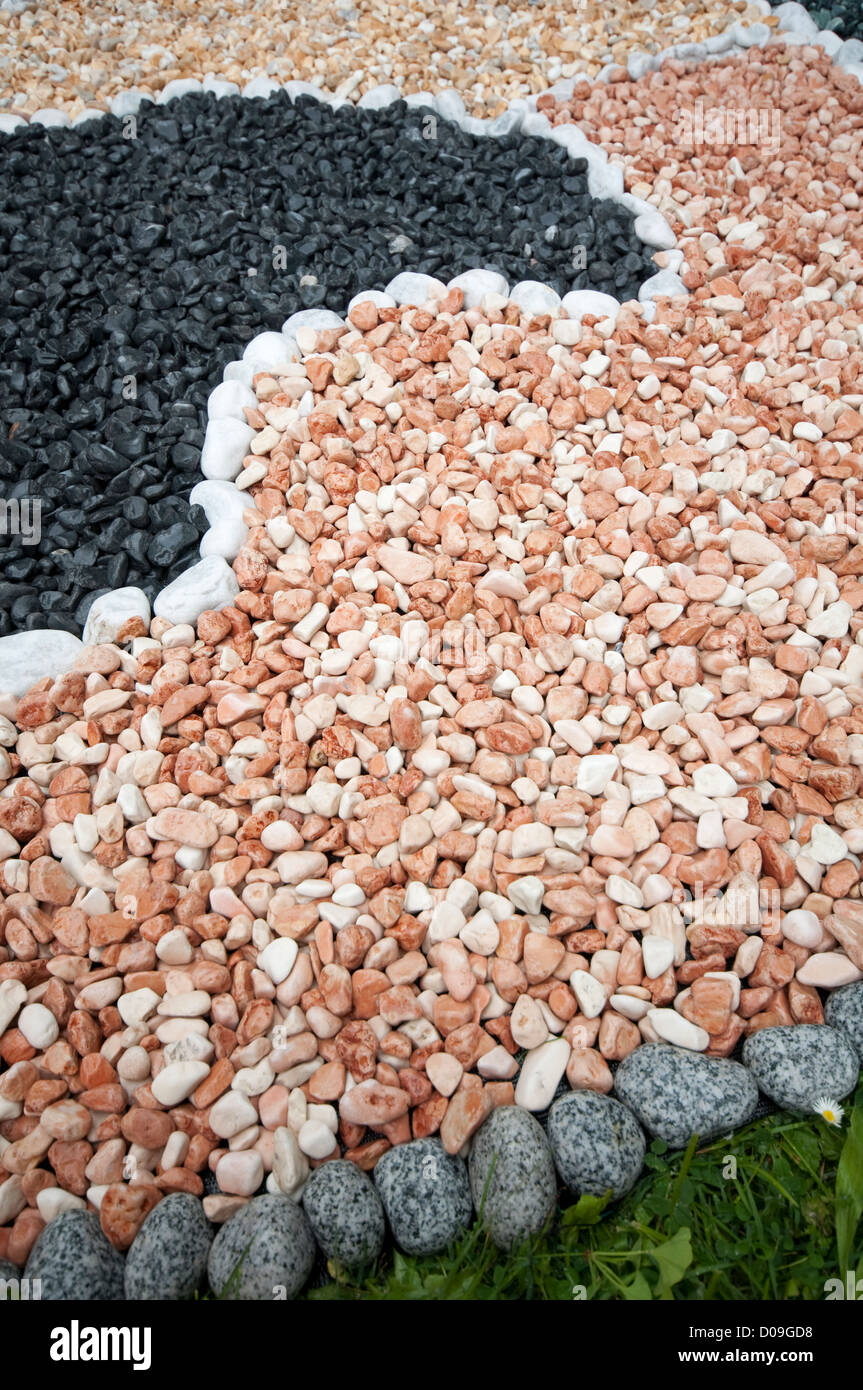 Pebble pietre ornamentali giardino Foto Stock