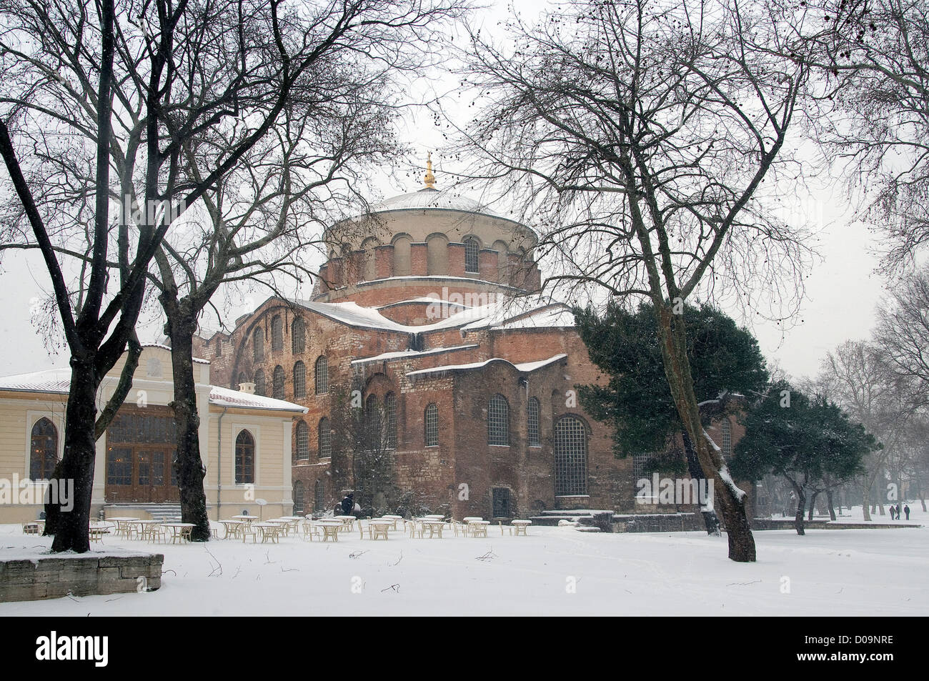 Santa Irene chiesa in scena invernale, Sultanahmet Istanbul Turchia Foto Stock