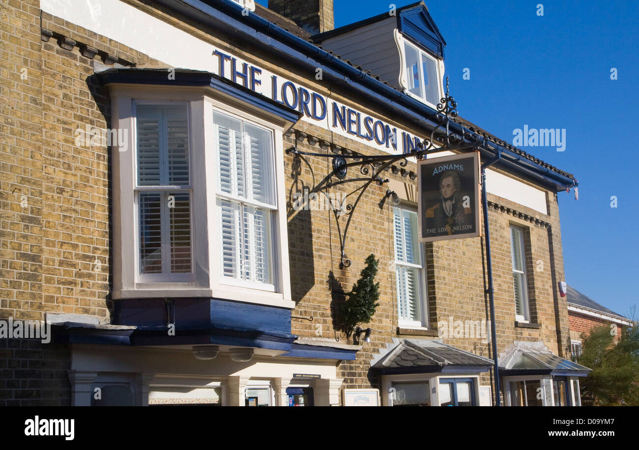 Il Lord Nelson Adnams pub segno Southwold, Suffolk, Inghilterra Foto Stock