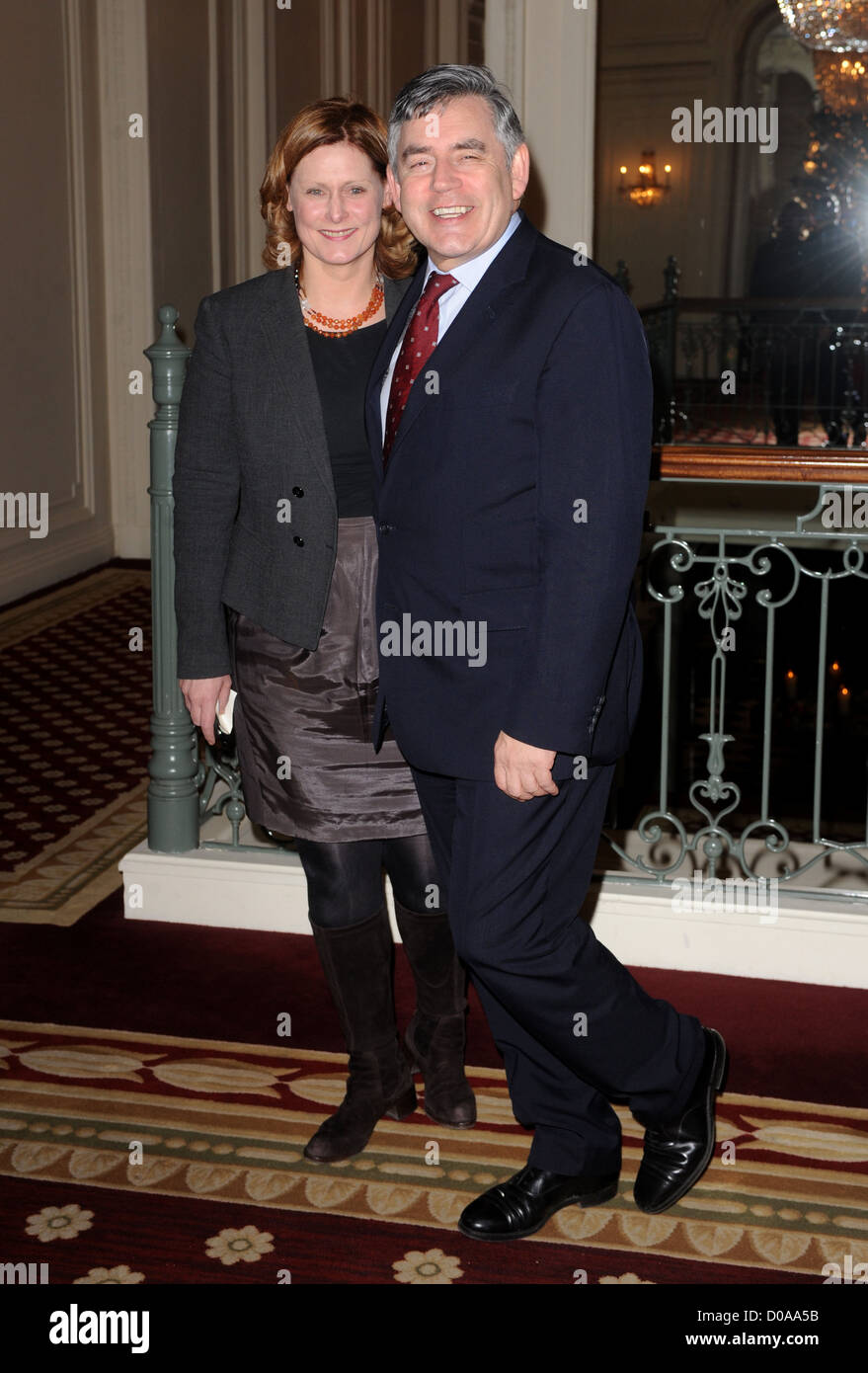 L'ex primo ministro britannico Gordon Brown e la moglie Sarah Brown arriva al lancio della CNN's Piers Morgan stasera, a Foto Stock