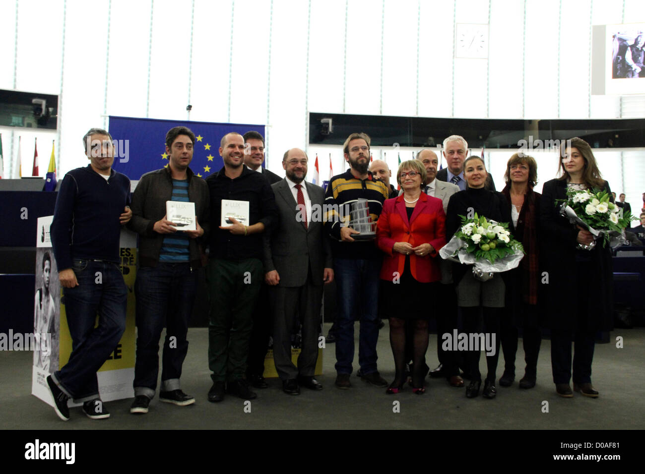 Francia,Strasburgo: EP presidente Martin Schulz awards themovie 'Iο sono Li' di Andrea Segre presso il Premio LUX del Parlamento europeo a Strasburgo nel novembre del 21,2012 Foto Stock