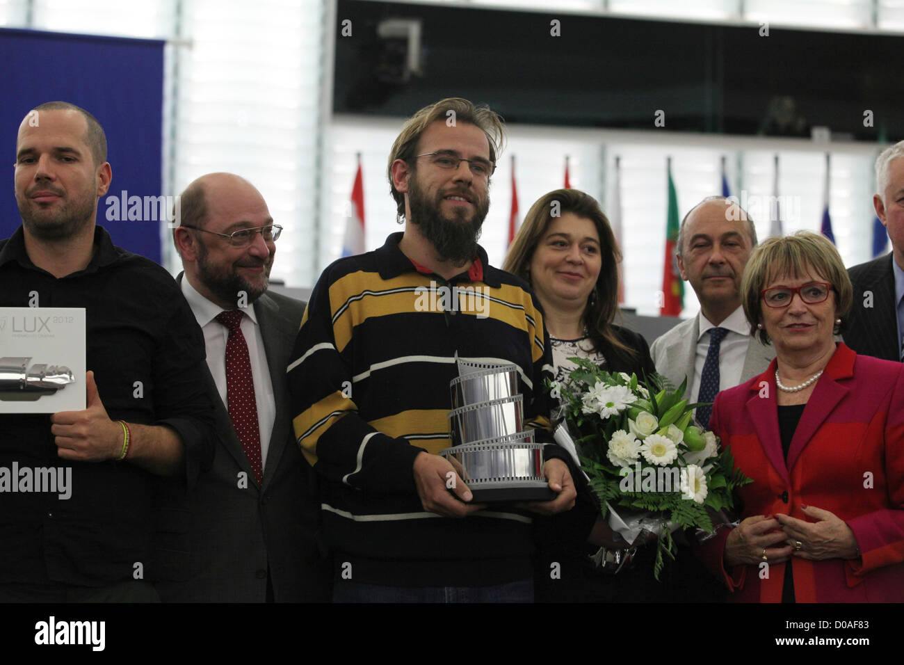 Francia,Strasburgo: EP presidente Martin Schulz awards themovie 'Iï sono Li' di Andrea Segre presso il Premio LUX del Parlamento europeo a Strasburgo nel novembre del 21,2012 Foto Stock