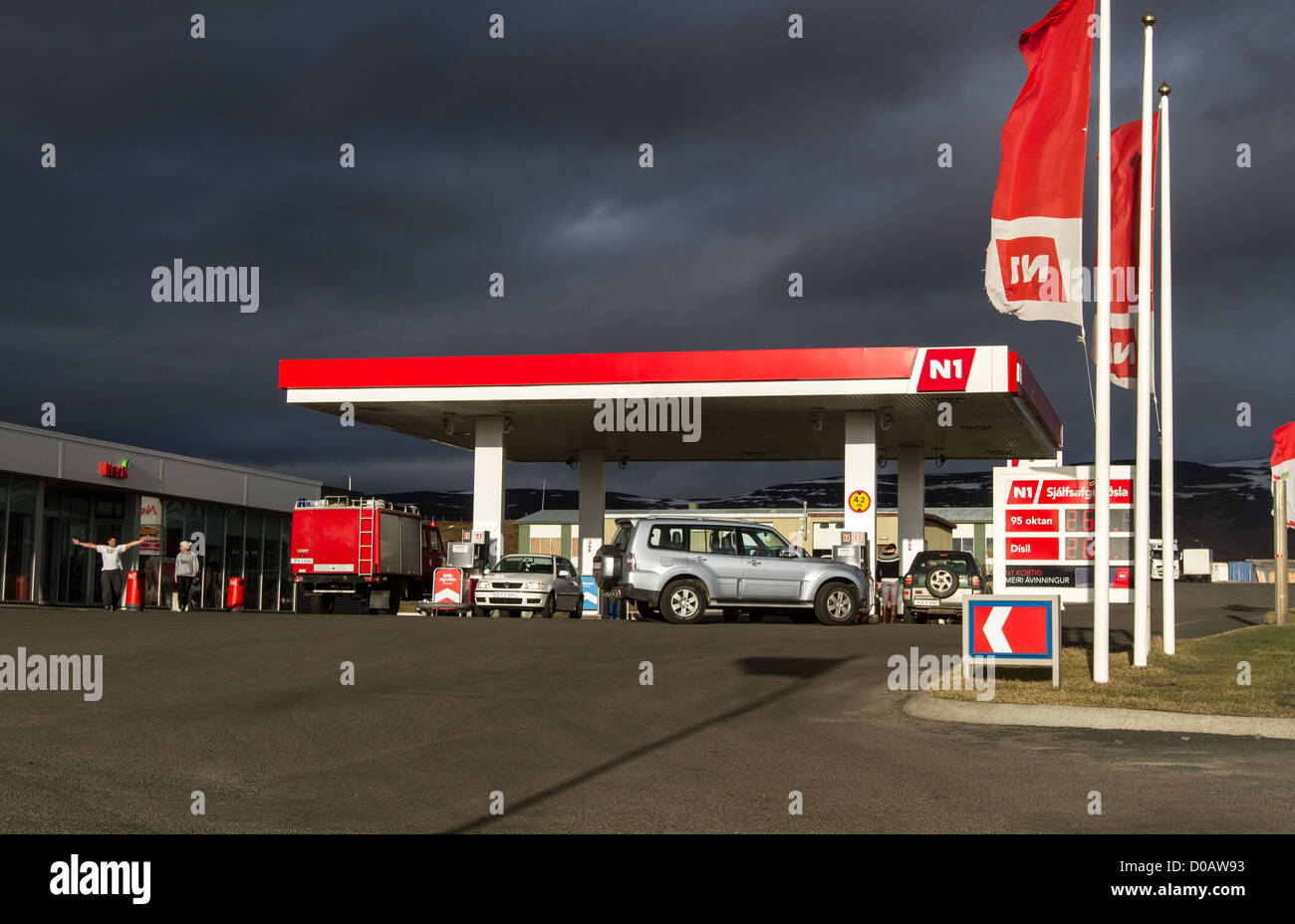 N1 alla stazione di servizio nel nord-ovest BLONDUOS ISLANDA EUROPA Foto Stock