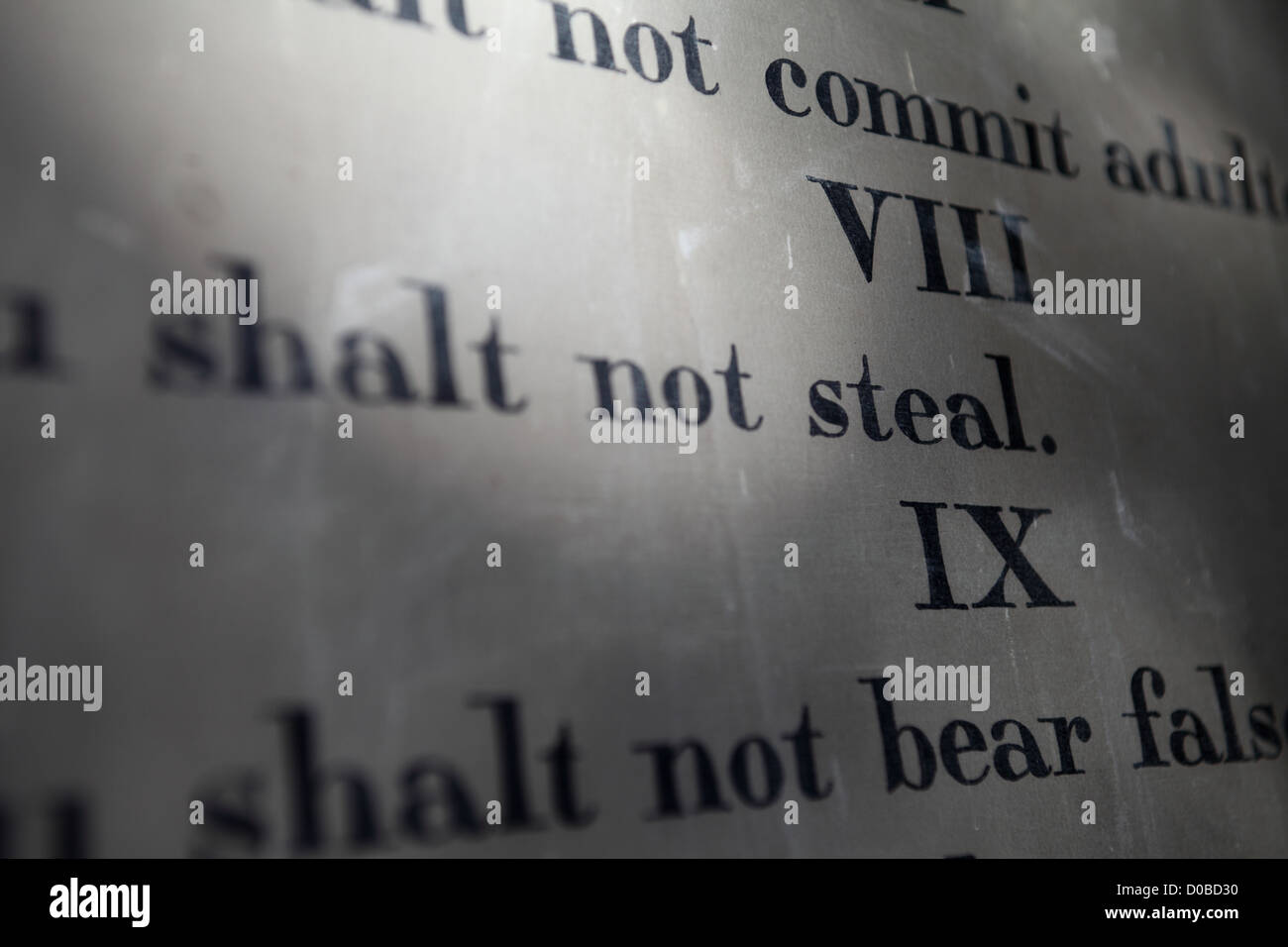 Croome D'Abitot, Worcestershire (Chiesa di St Mary Magdelene) lapide di marmo con i dieci comandamenti Foto Stock