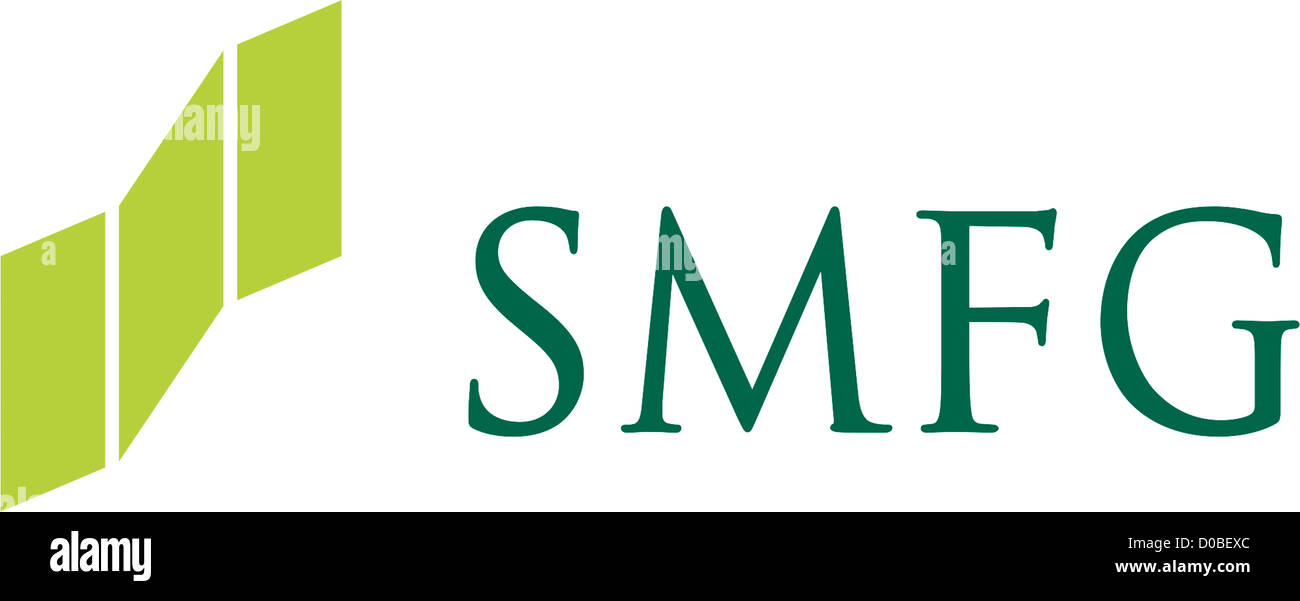 Il logo del giapponese fornitore di servizi finanziari di Sumitomo Mitsui Financial Group con sede a Tokyo. Foto Stock