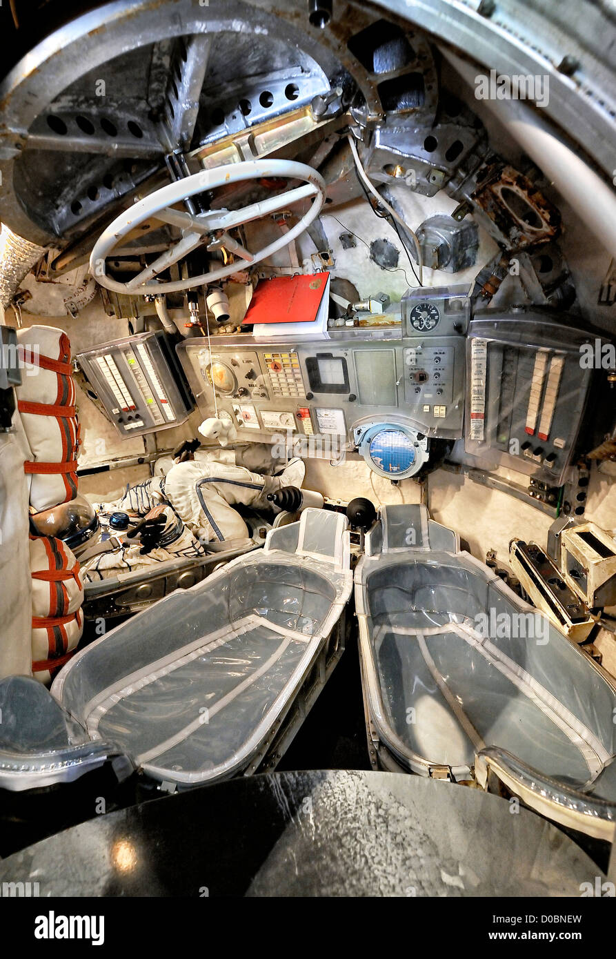 All'interno della navicella spaziale Soyuz. Foto Stock