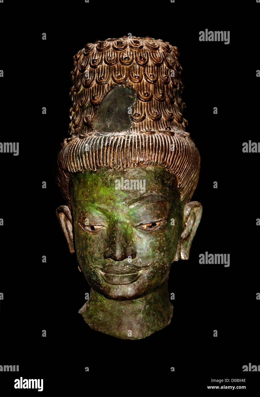 Capo Bodhisattva arte Khmer Kampong Preah Style VIII secolo d.c. divieto Tanod Nonsung Museo Nazionale di Bangkok in Thailandia Foto Stock