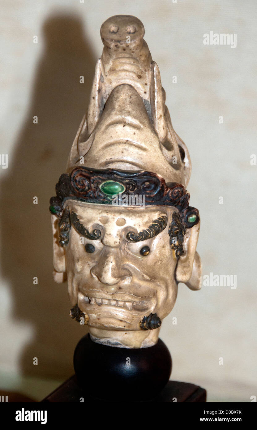 Figurina di un mercante straniero Dinastia Tang settimo secolo cinese Museo Nazionale di Bangkok Thailandd Foto Stock