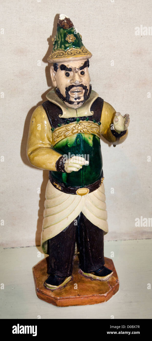 Figurina di un mercante straniero Dinastia Tang settimo secolo cinese Museo Nazionale di Bangkok Thailandd Foto Stock