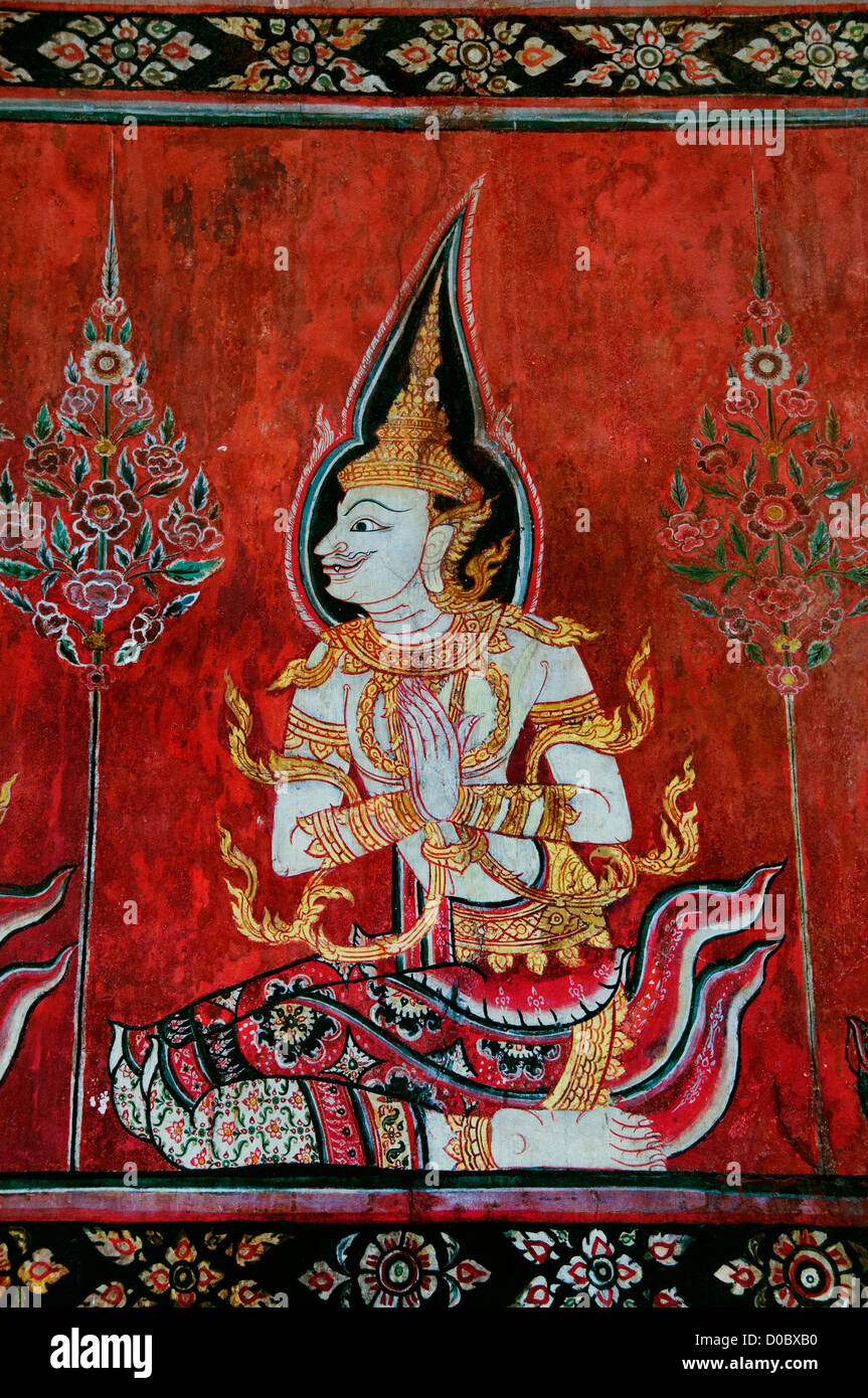 Cappella Buddhaisawan Museo Nazionale di Bangkok in Thailandia di dipinti murali Foto Stock