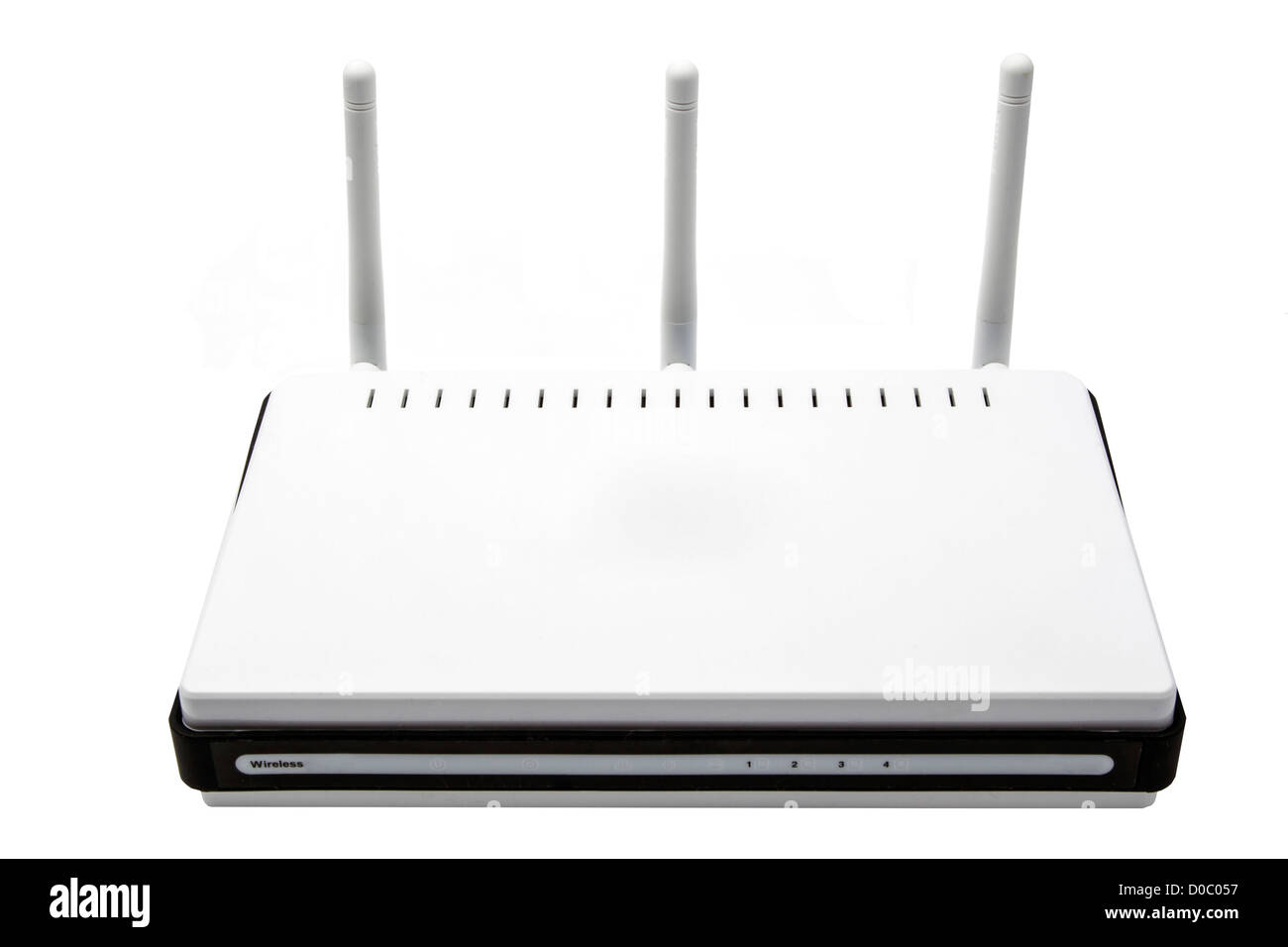 Router wireless su sfondo bianco Foto Stock