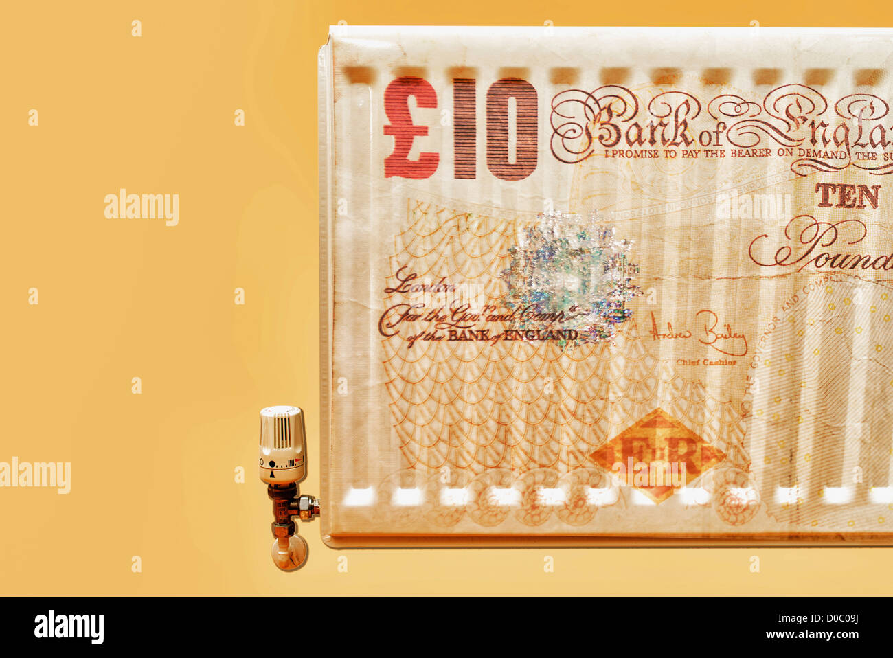 Radiatore dieci pound nota Foto Stock