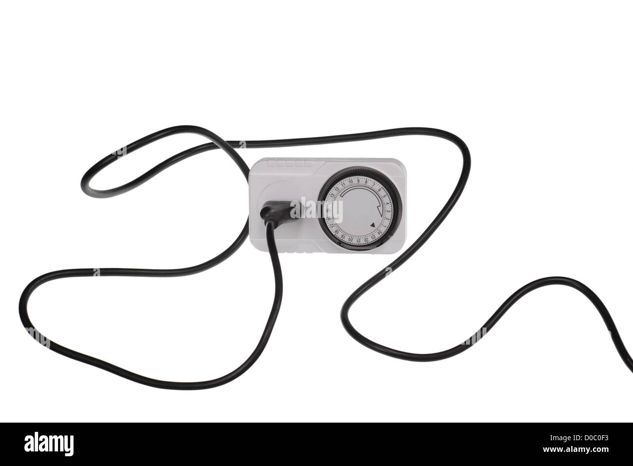 Tempo di presa di orologio collegato con la linea di alimentazione Foto Stock