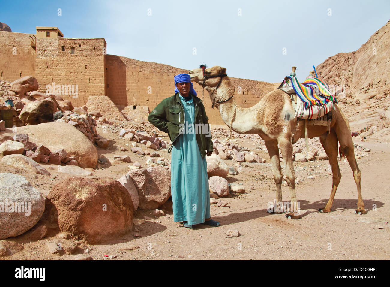 Egitto - febbraio 5: guida di cammello la scalata al monte Sinai il 5 febbraio 2011 a Santa Caterina, distretto, Egitto. Foto Stock