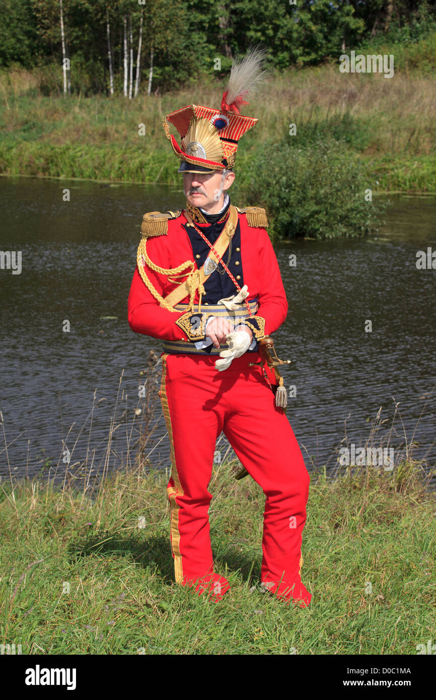 Generale francese Pierre David de Colbert-Chabanais colonnello della red lancieri a Borodinò, Russia Foto Stock