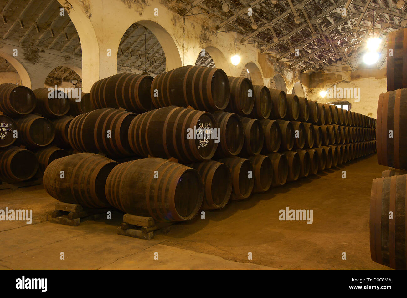 Montilla, Perez Barquero Cantina, Montilla-Moriles percorso vinicolo, Cordoba, Andalusia, Spagna Foto Stock