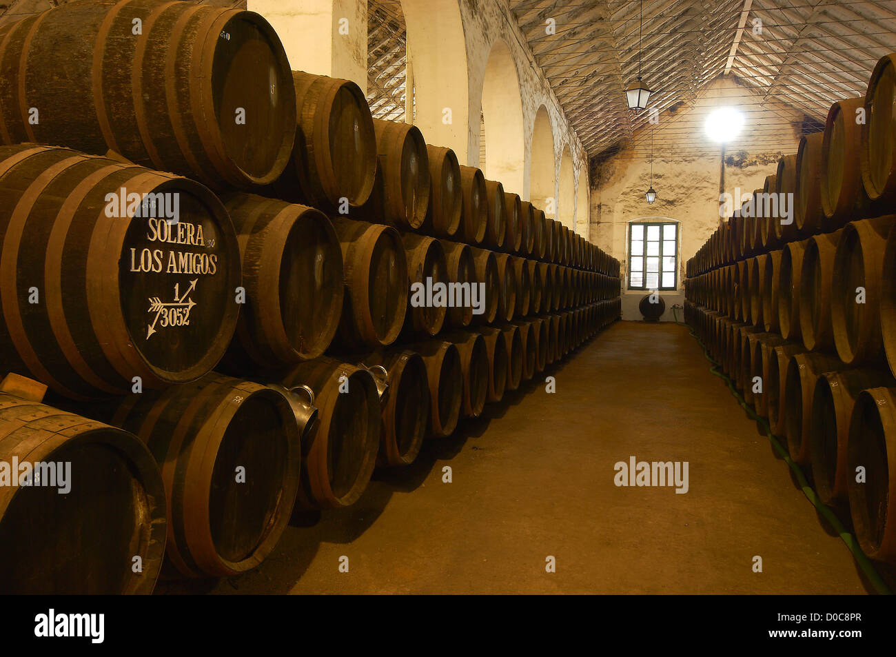 Montilla, Perez Barquero Cantina, Montilla-Moriles percorso vinicolo, Cordoba, Andalusia, Spagna Foto Stock