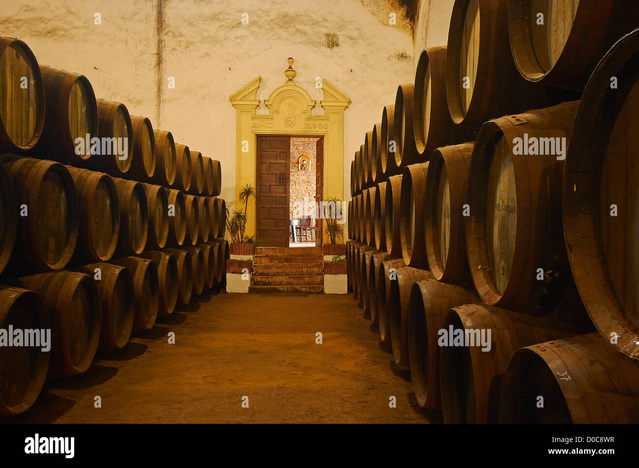 Montilla, Perez Barquero Cantina, Montilla-Moriles percorso vinicolo, Cordoba, Andalusia, Spagna Foto Stock