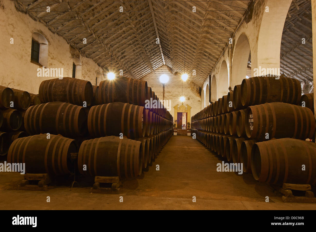 Montilla, Perez Barquero Cantina, Montilla-Moriles percorso vinicolo, Cordoba, Andalusia, Spagna Foto Stock