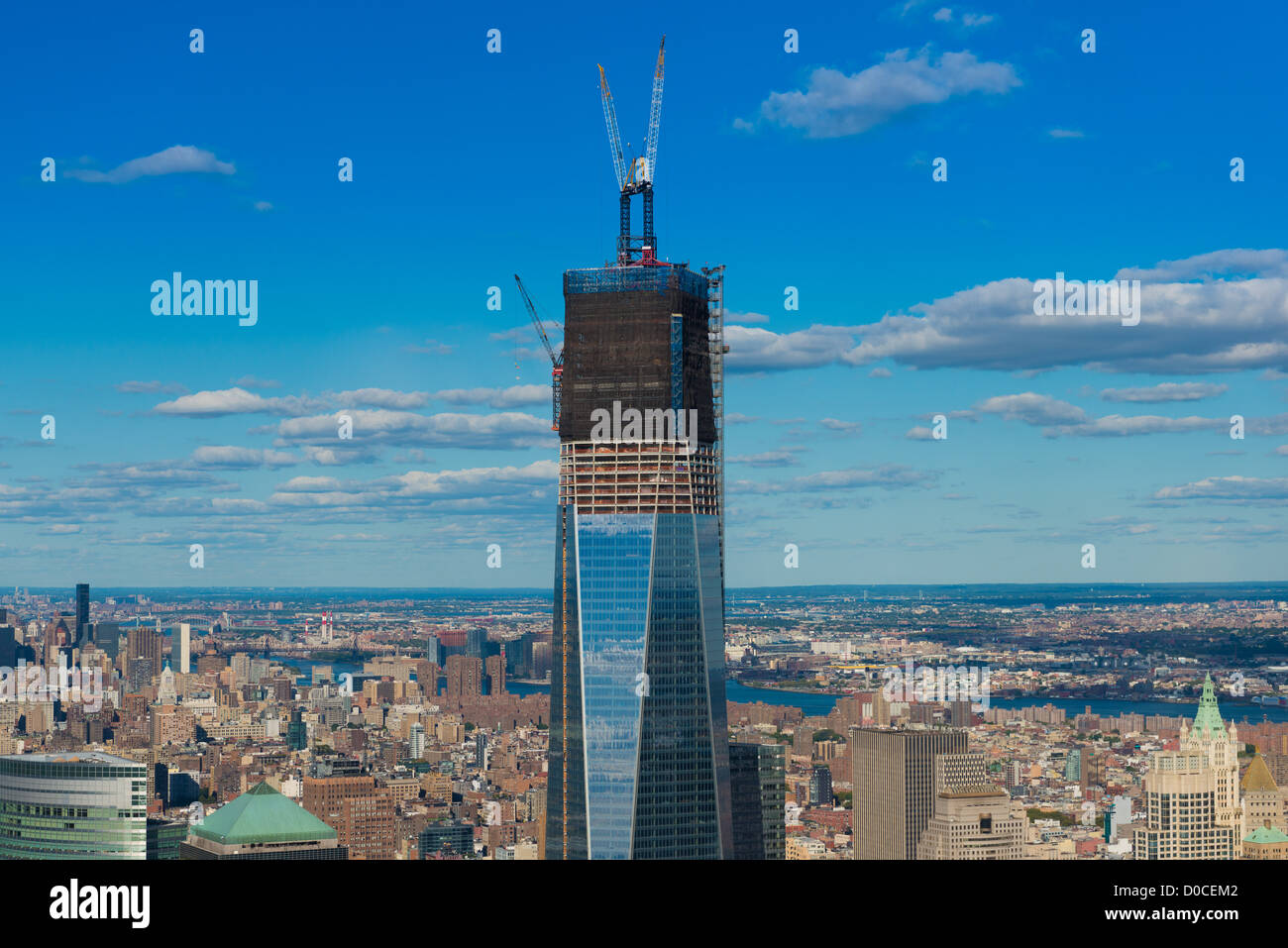 Close-up di libertà costruzione a torre di New York Foto Stock