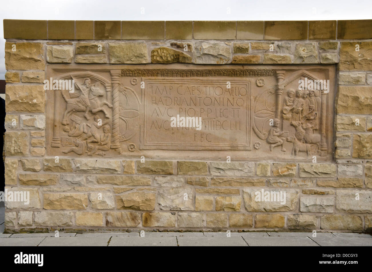 Segno circa il romano Antonine Wall a Bo'ness nel West Lothian, Scozia. Foto Stock