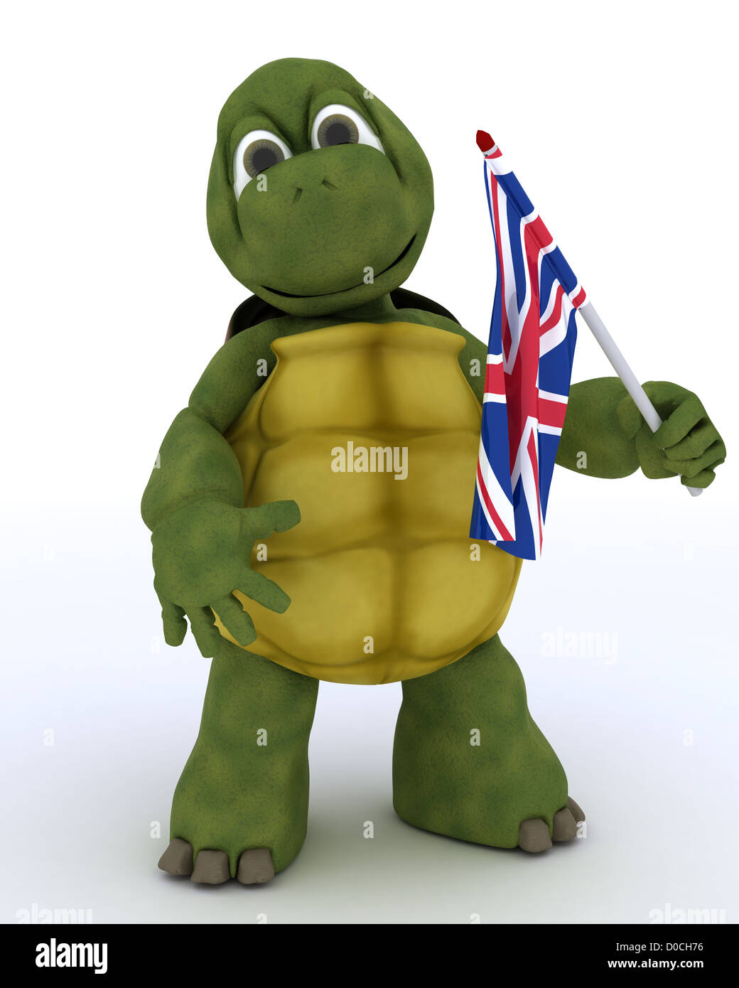 3D render di tartaruga con Union Jack Flag Foto Stock