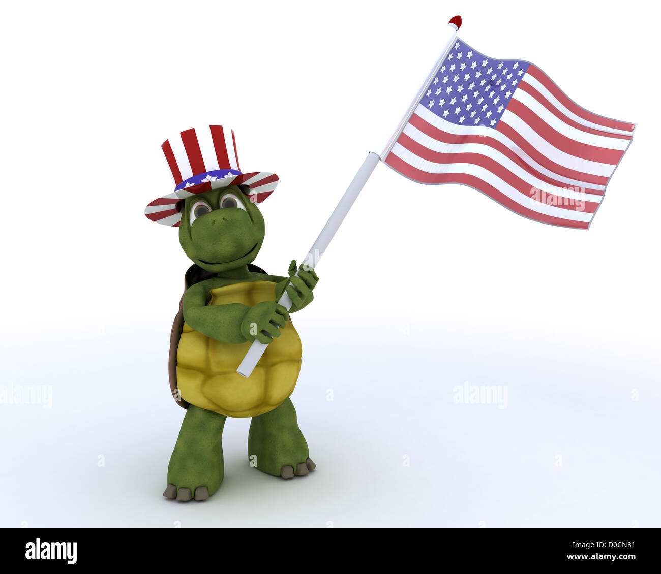 3D render di tartaruga con bandiera americana Foto Stock