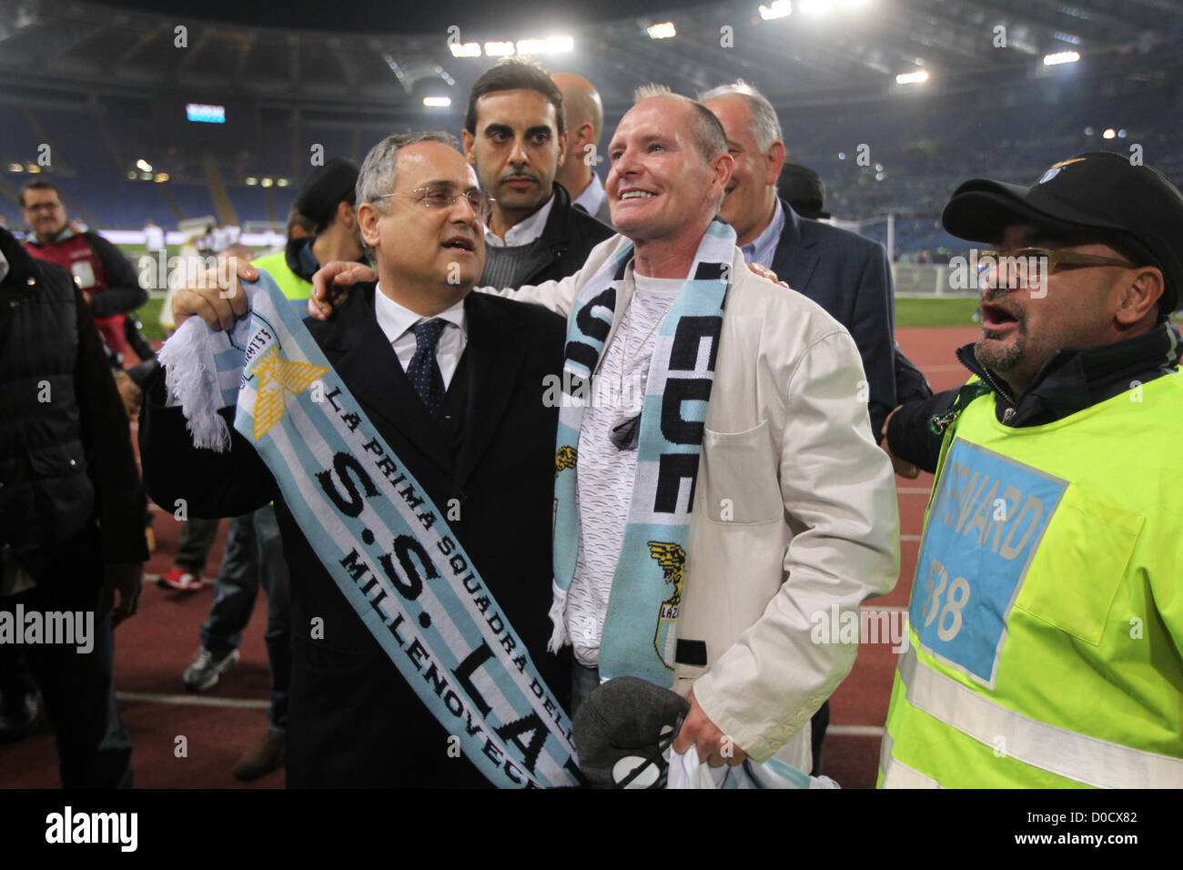 22.11.2012 Roma, Italia. Stadio Olimpico. Paul Gasgoigne è ospitato nel Lazio dopo ha giocato per entrambe le squadre durante la sua carriera di giocatore. Euro League group stage match tra Lazio e Tottenham. Foto Stock