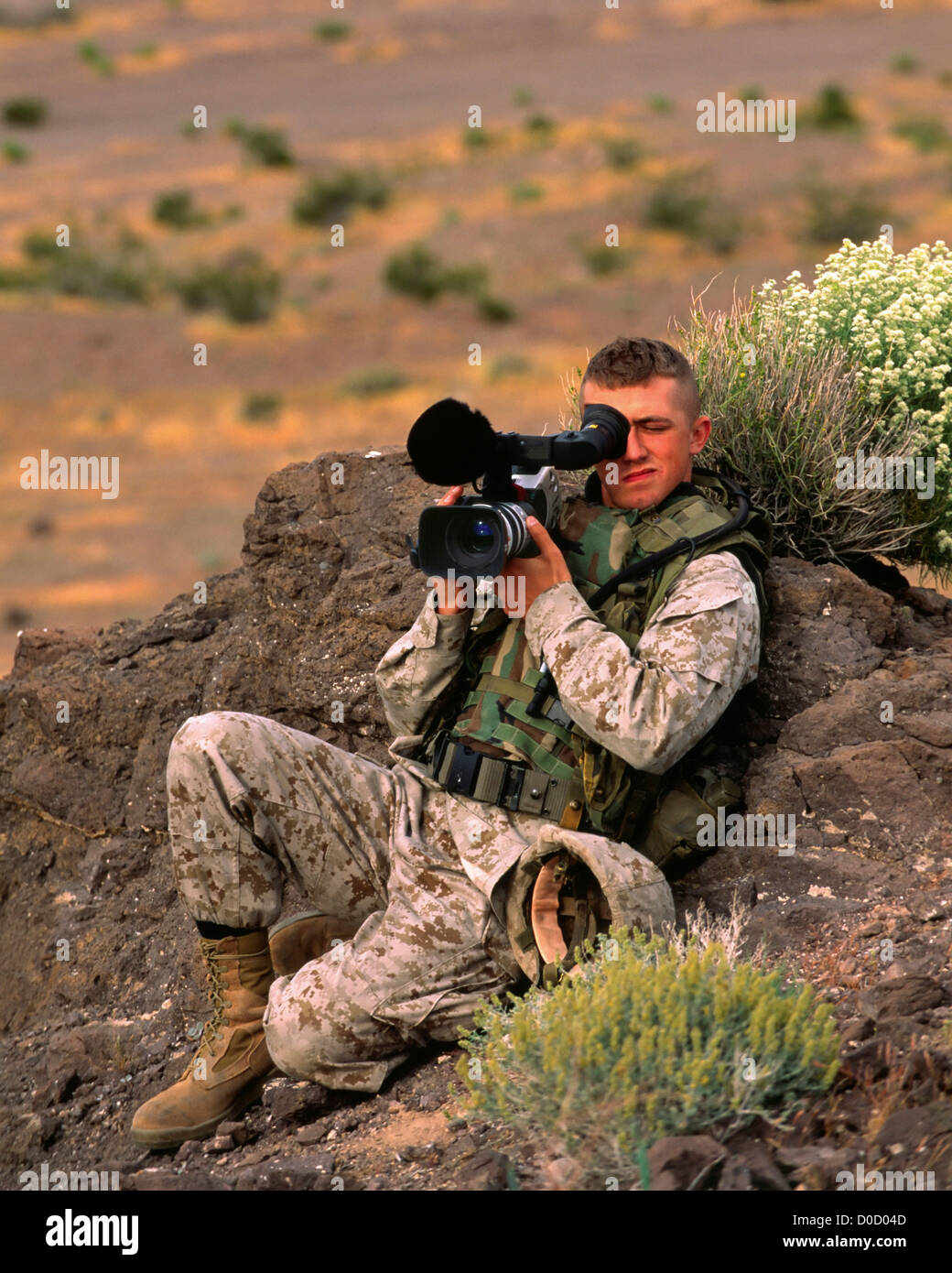 Un US Marine Corps combattere videografo Foto Stock