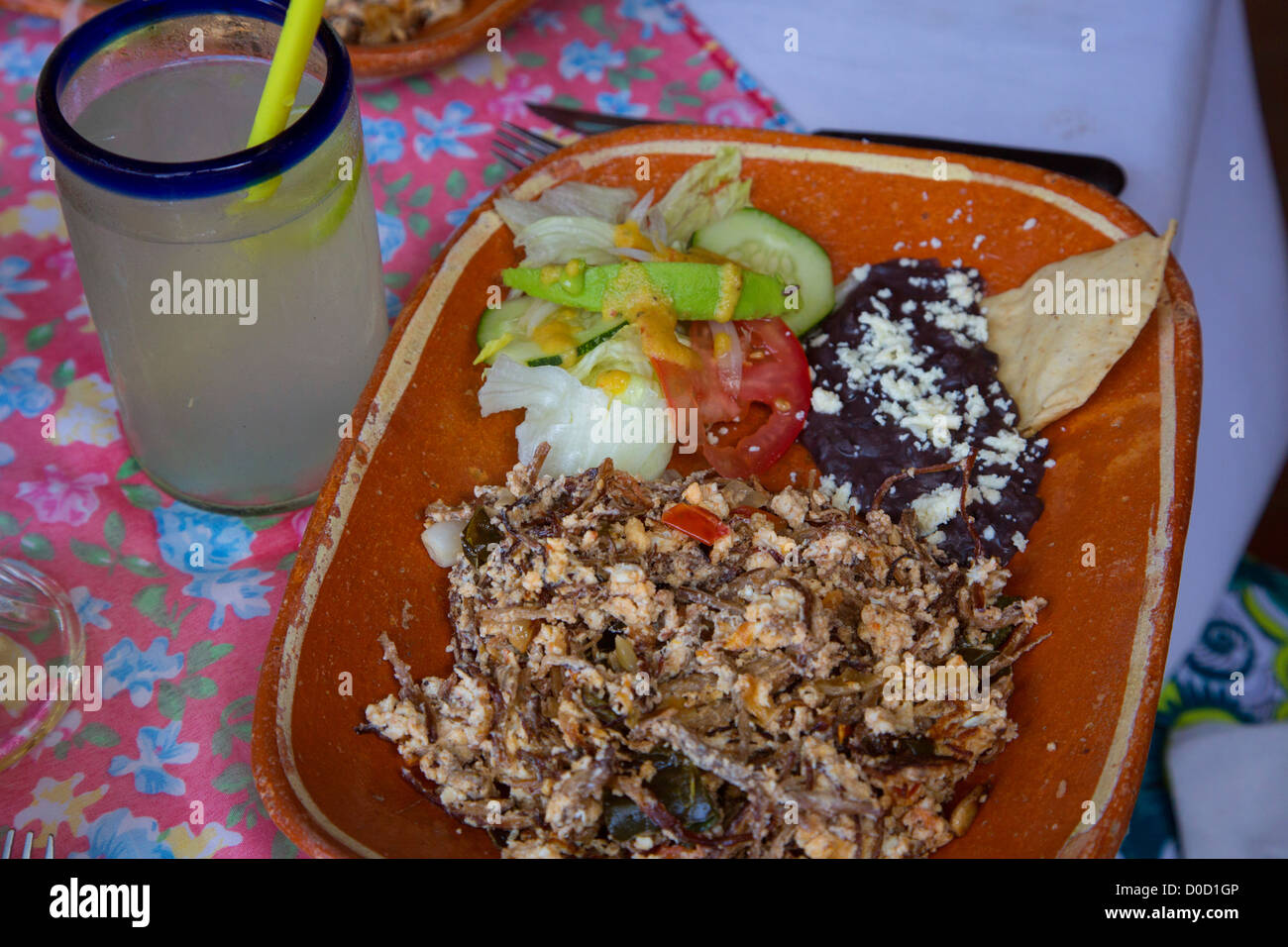 Machaca, shredded carne colazione, El tuito,, Costalegre Jalisco, Messico Foto Stock