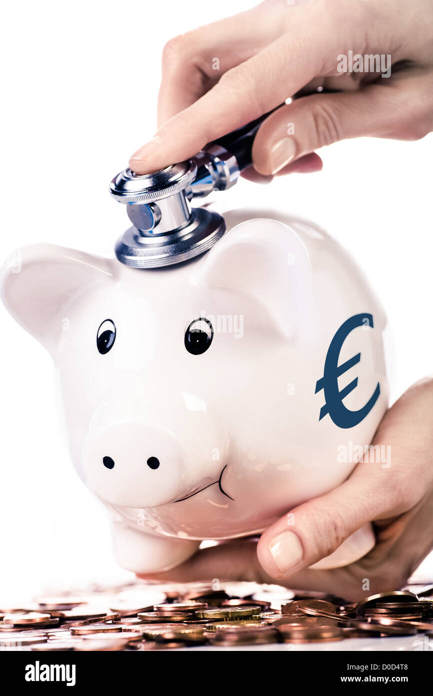 Immagine simbolica per le cure mediche e i problemi finanziari nella zona euro Foto Stock