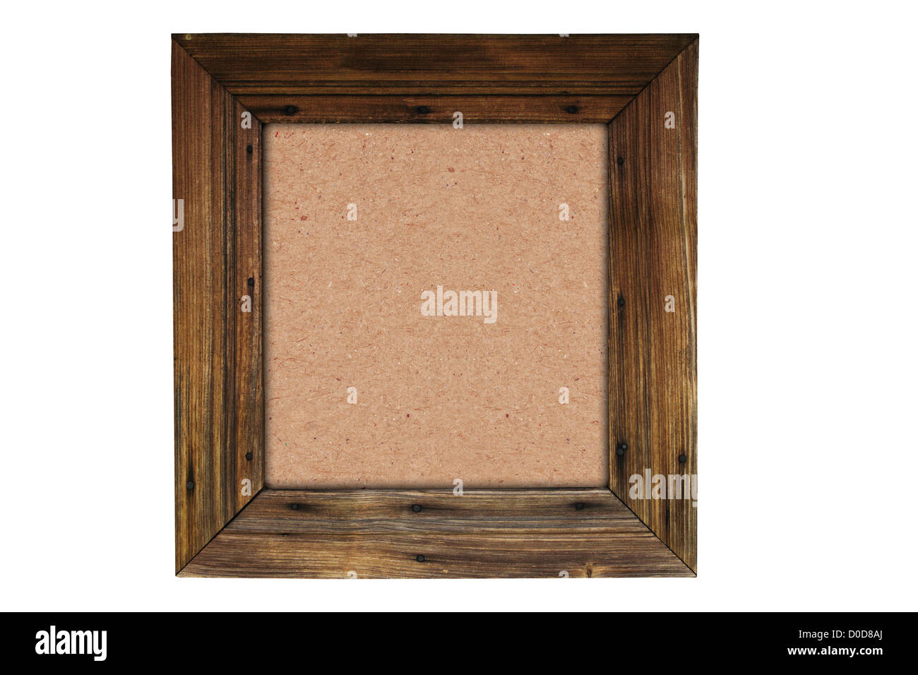 Vecchio brown di legno con la trama della carta all'interno isolato su sfondo bianco Foto Stock